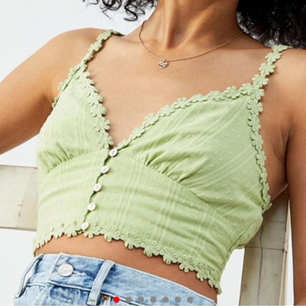 Kendall‎ & Kylie floral trim button front crop bustier tank top woman's size med